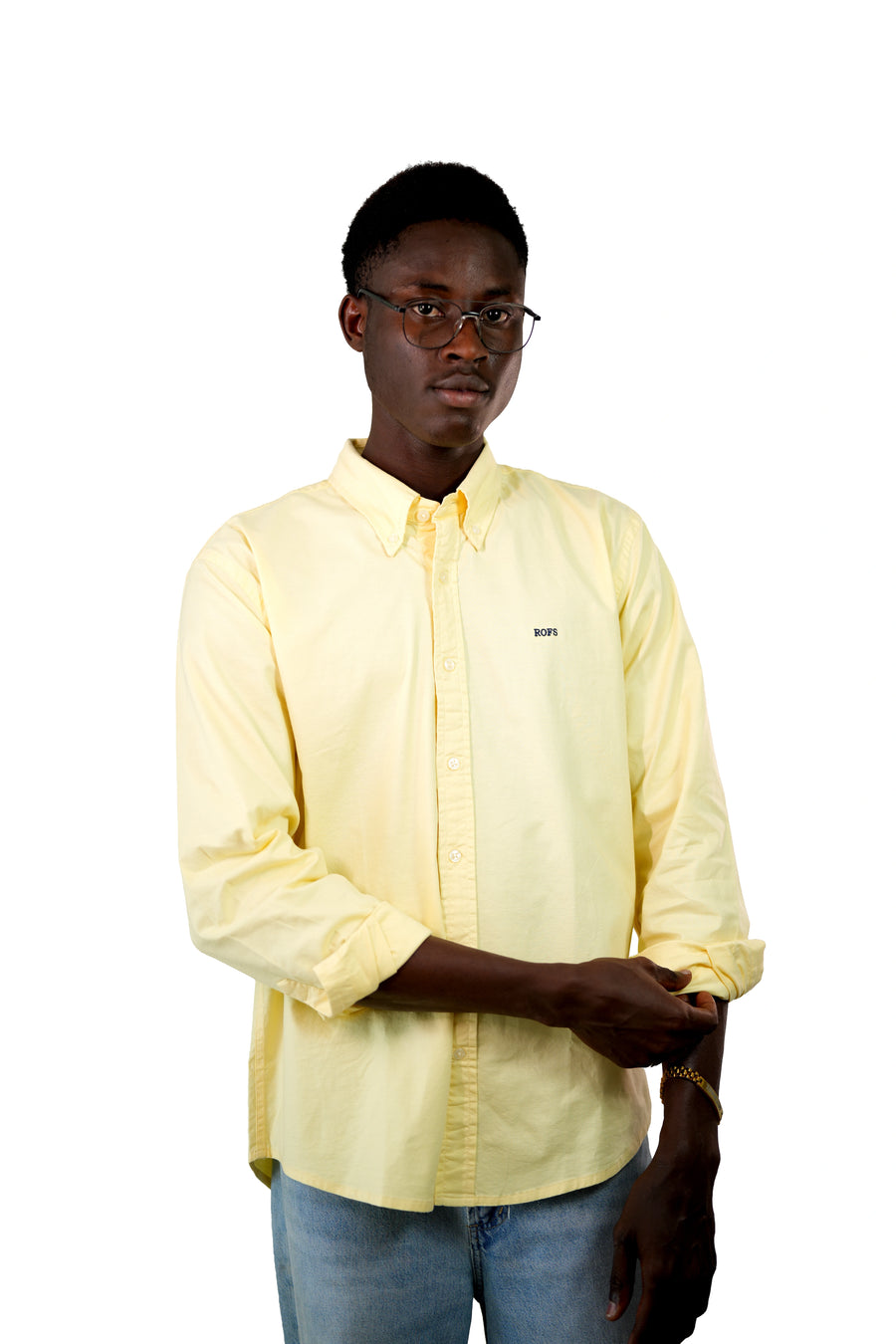 Yellow oxford men shirt
