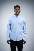 Pure cotton blue vertical striped men casual shirt
