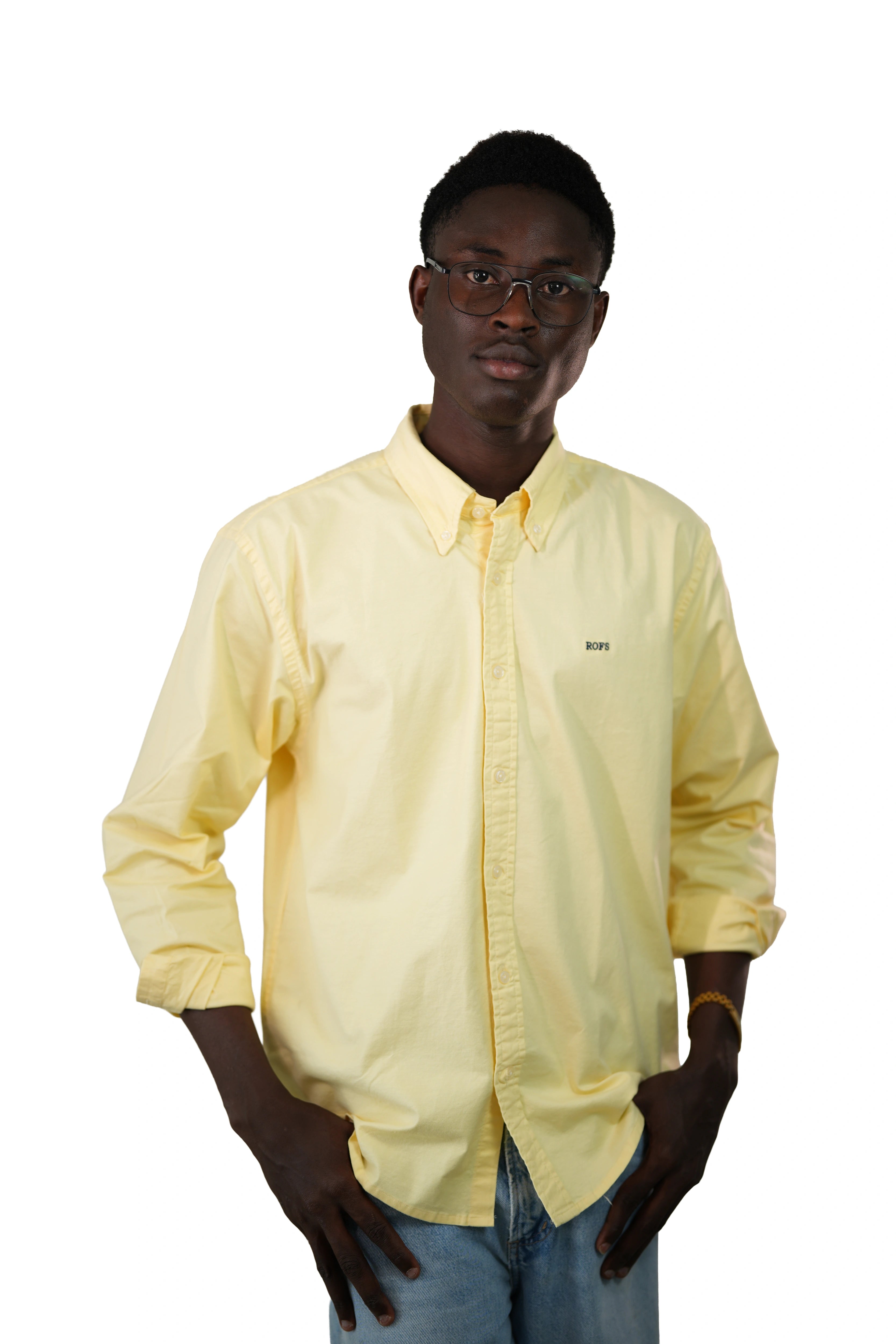 Yellow oxford men shirt