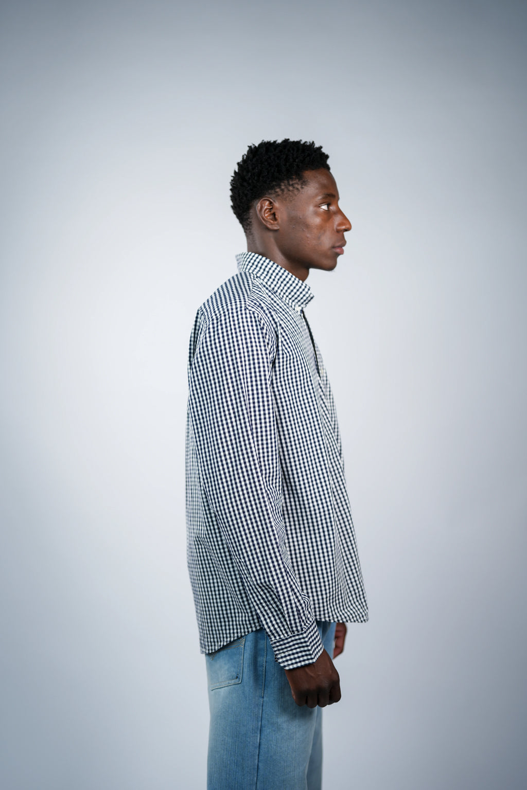 Pure cotton black check men shirt