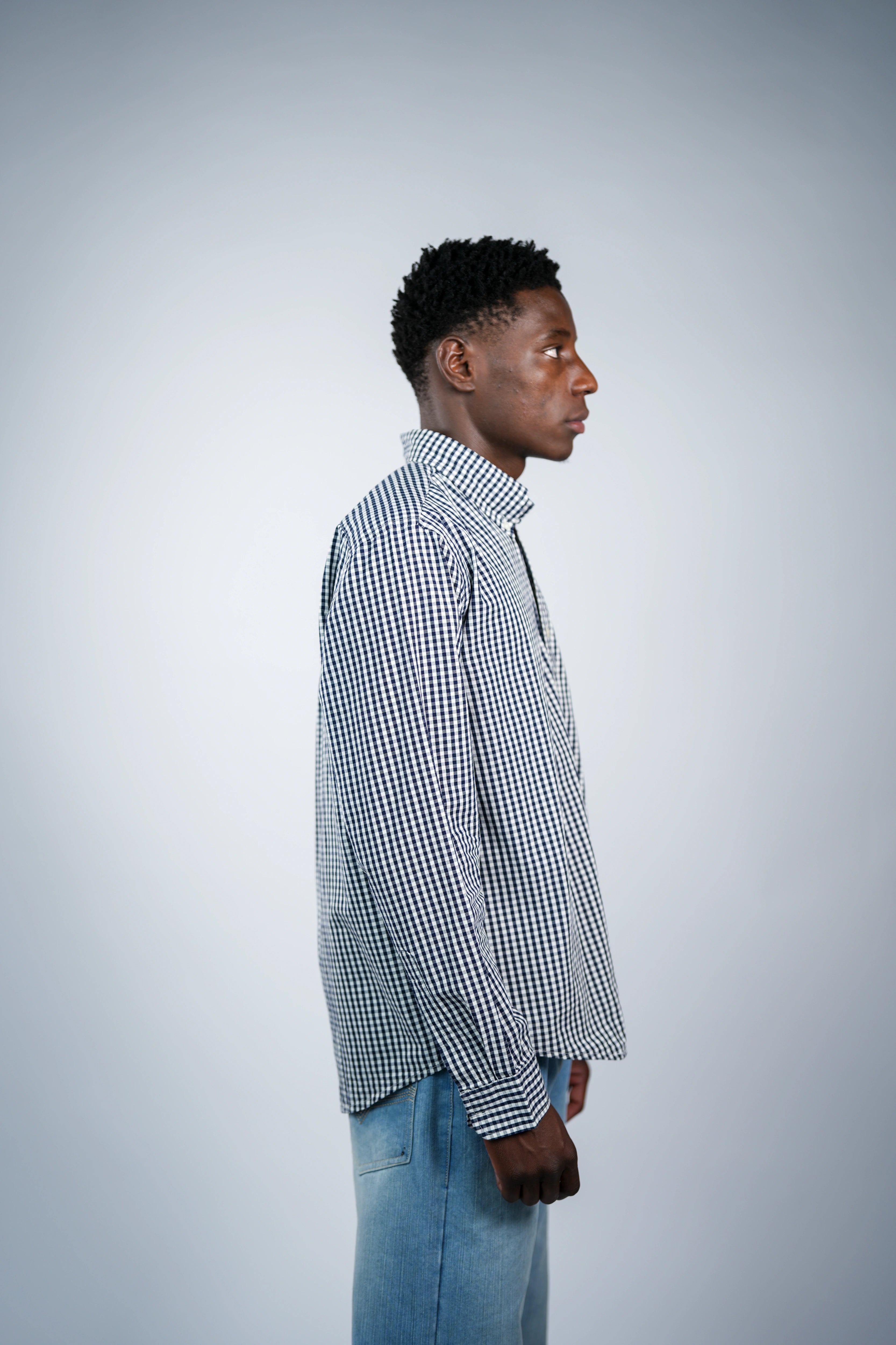 Pure cotton black check men shirt