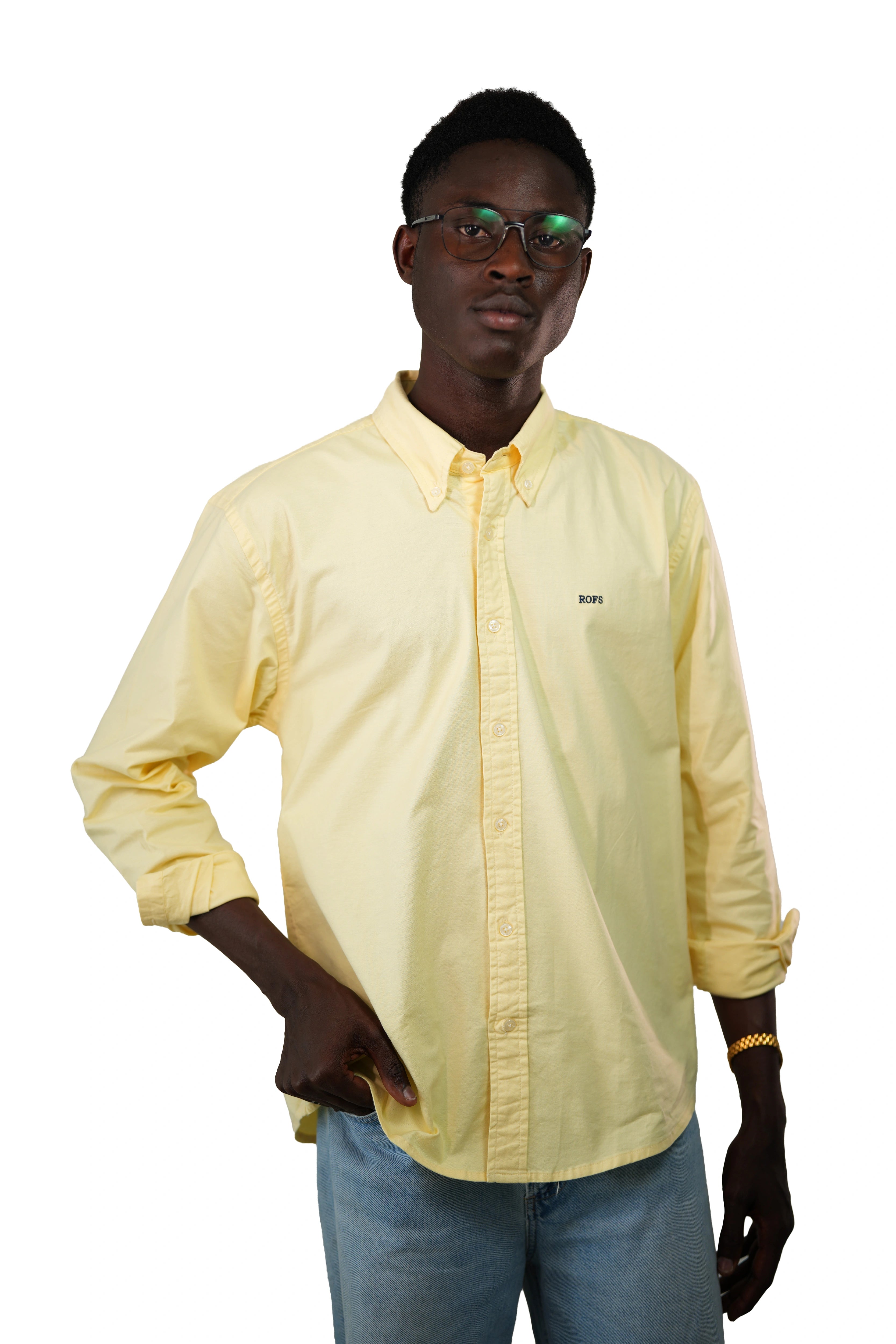 Yellow oxford men shirt