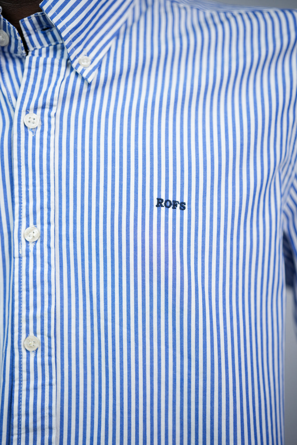 Pure cotton blue vertical striped men casual shirt