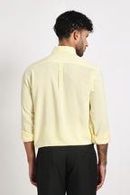 Soft Yellow Check Shirt Men