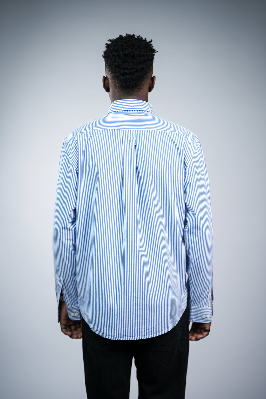 Pure cotton blue vertical striped men casual shirt