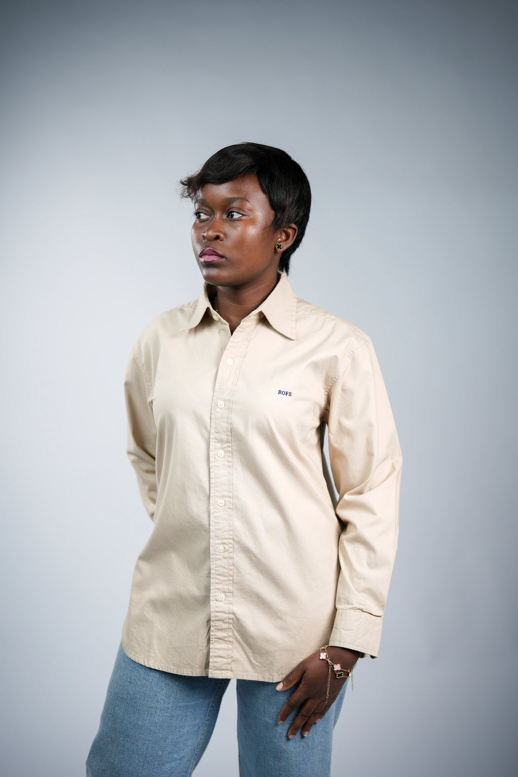 Light camel oxford women shirt