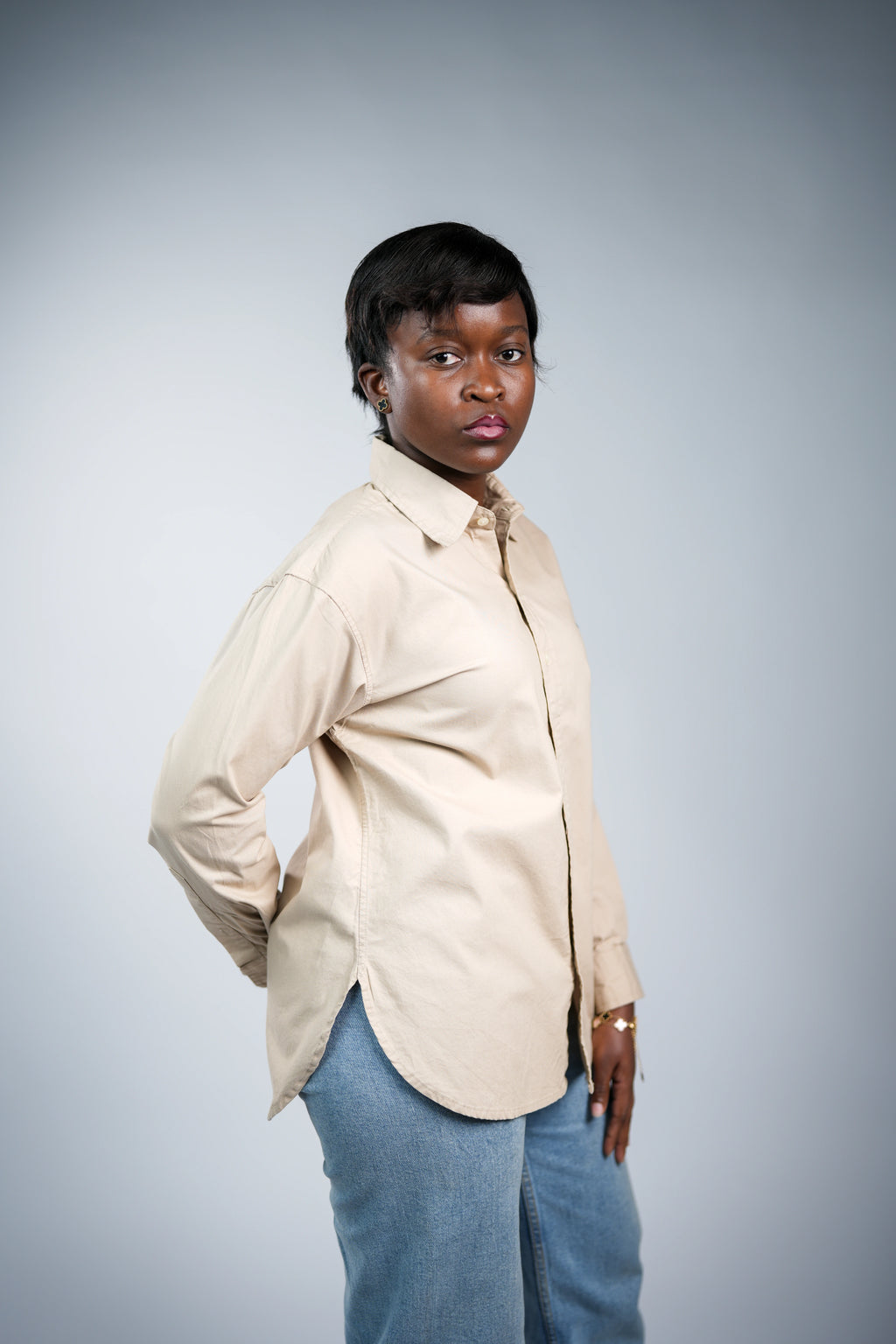 Light camel oxford women shirt