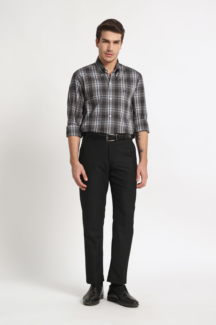 Graphite Line Check Men Shirt