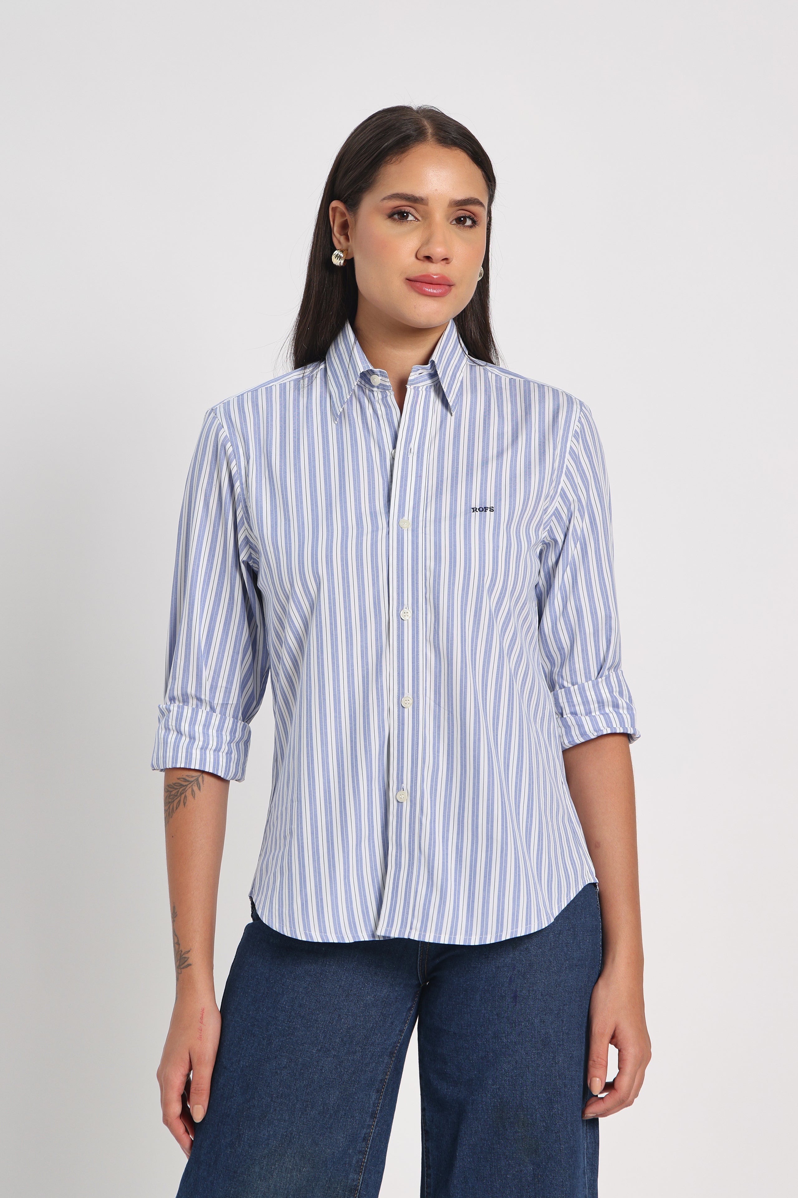 Ocean Pinstripe Cotton Shirt Women
