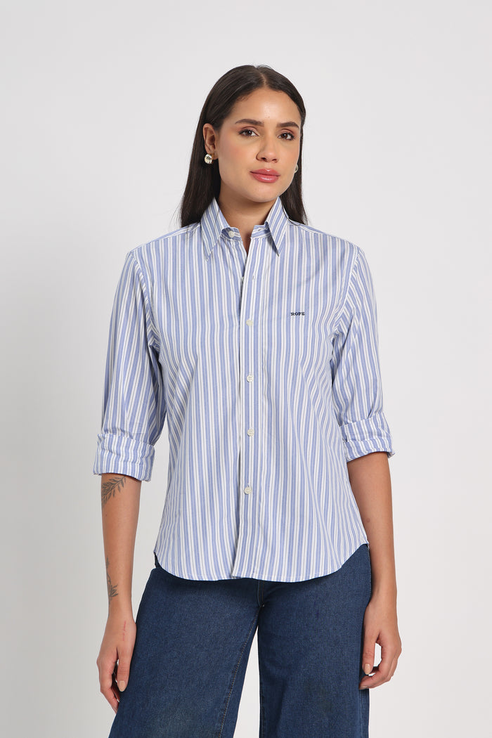 Ocean Pinstripe Cotton Shirt Women