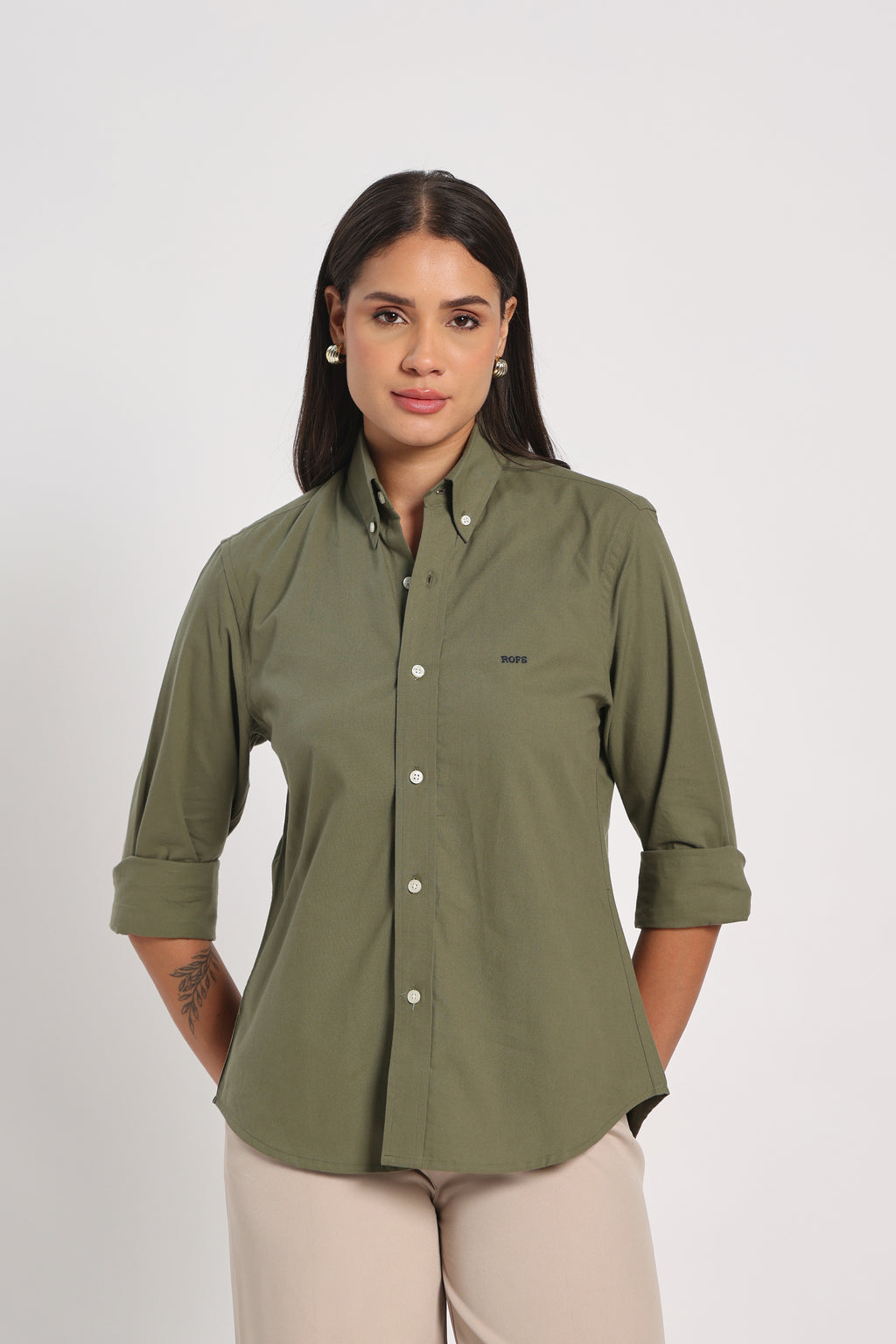 Dusty Green Twill Shirt Women