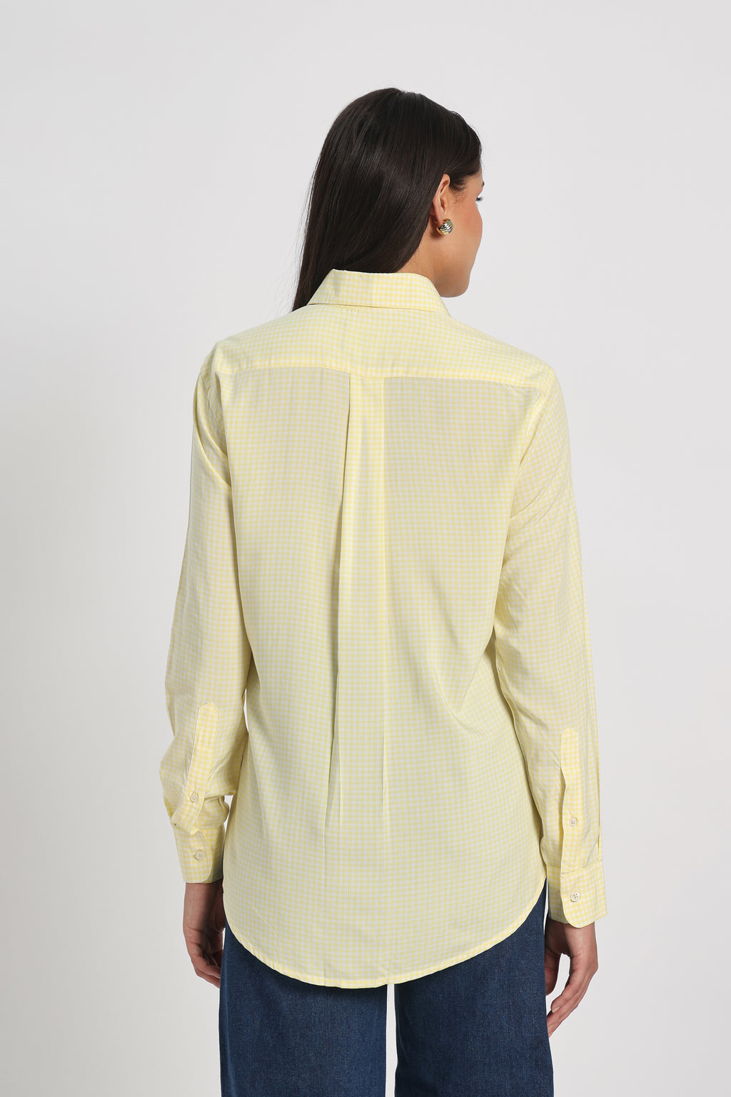 Soft Yellow Check Shirt Women