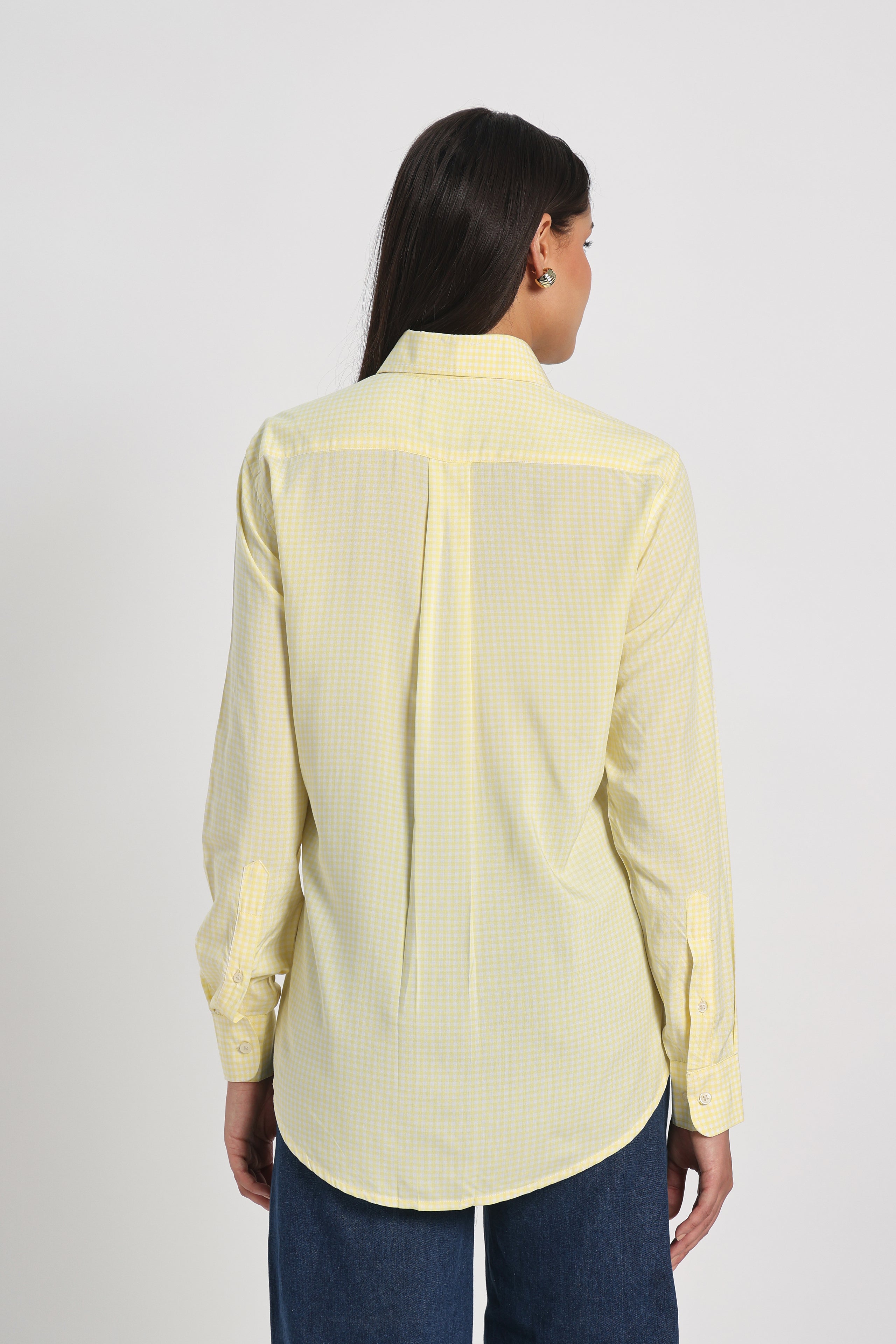 Soft Yellow Check Shirt Women