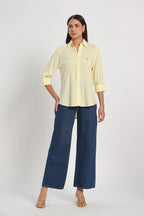 Soft Yellow Check Shirt Women