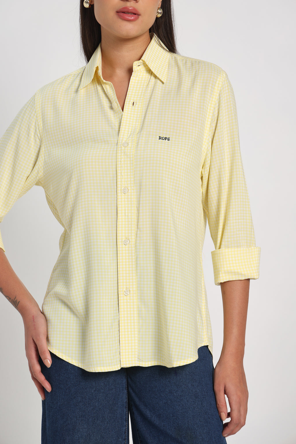 Soft Yellow Check Shirt Women