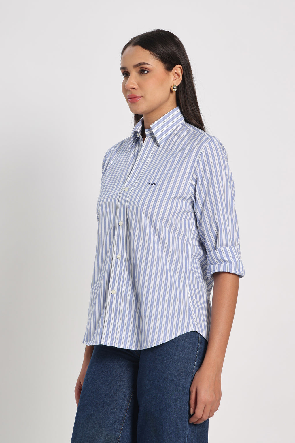 Ocean Pinstripe Cotton Shirt Women