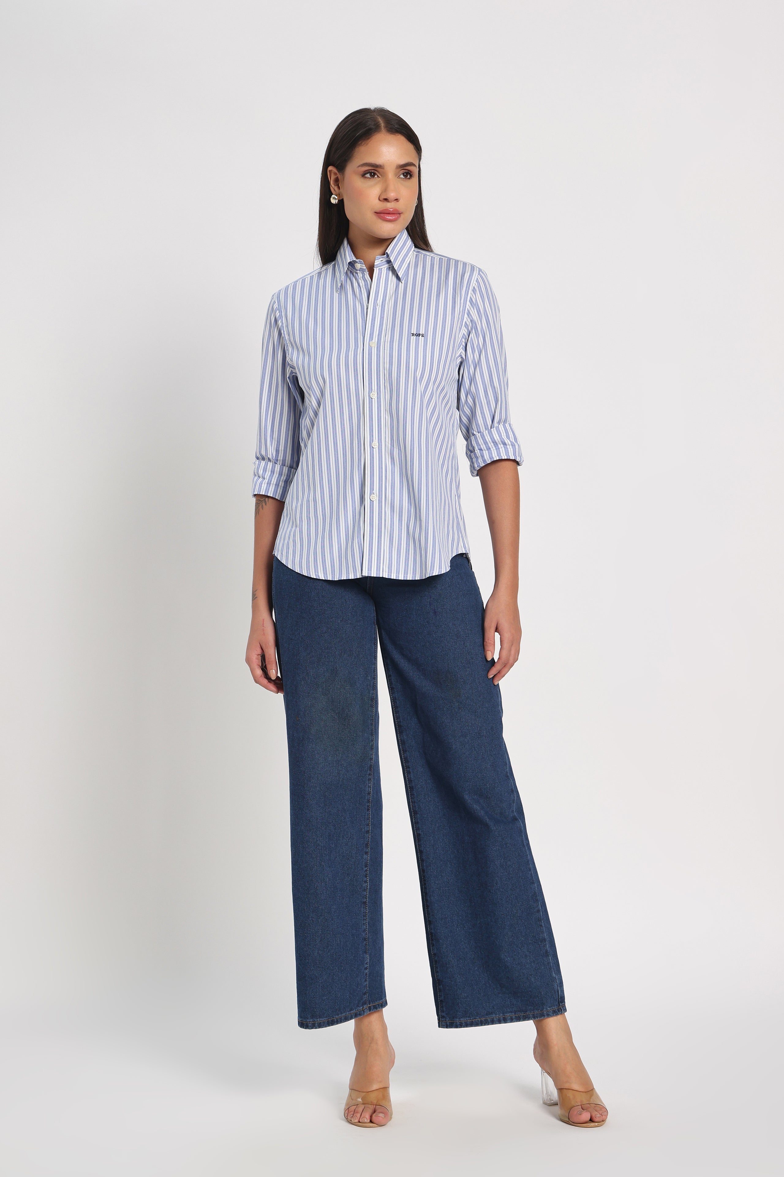Ocean Pinstripe Cotton Shirt Women
