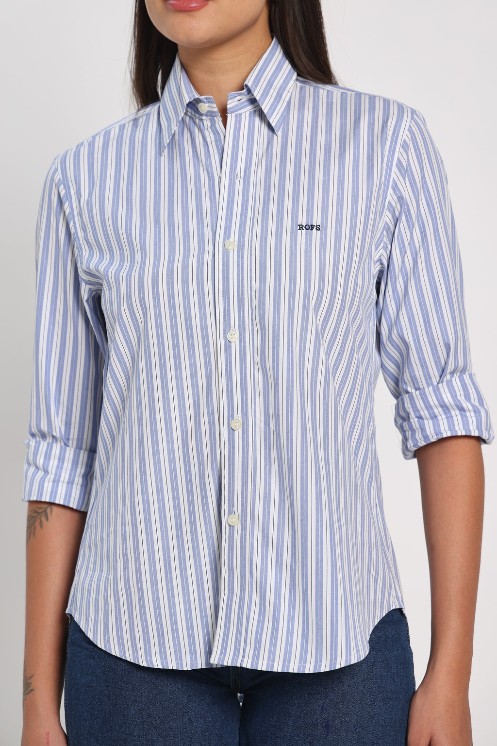 Ocean Pinstripe Cotton Shirt Women