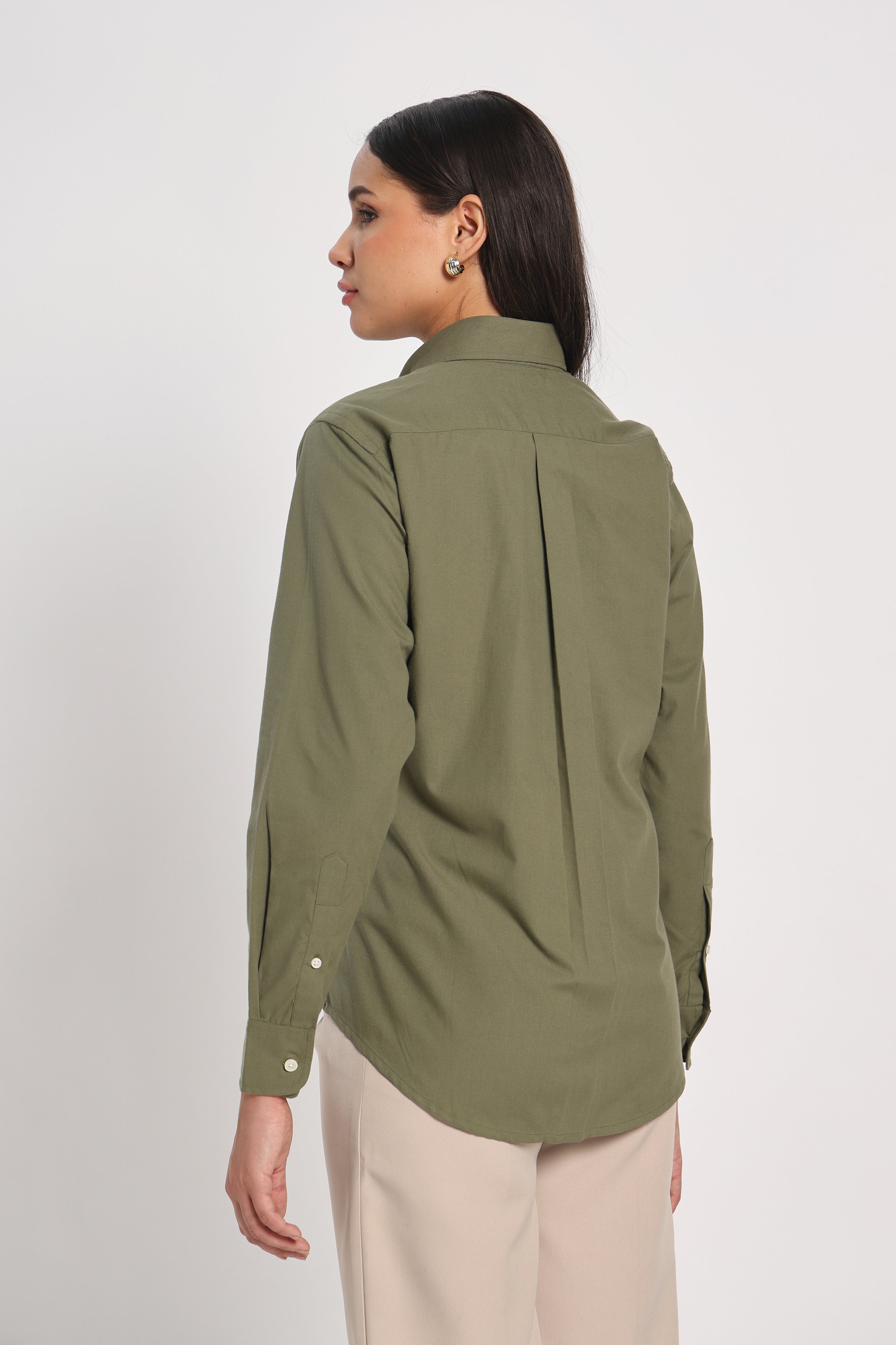 Dusty Green Twill Shirt Women
