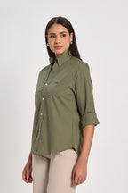 Dusty Green Twill Shirt Women