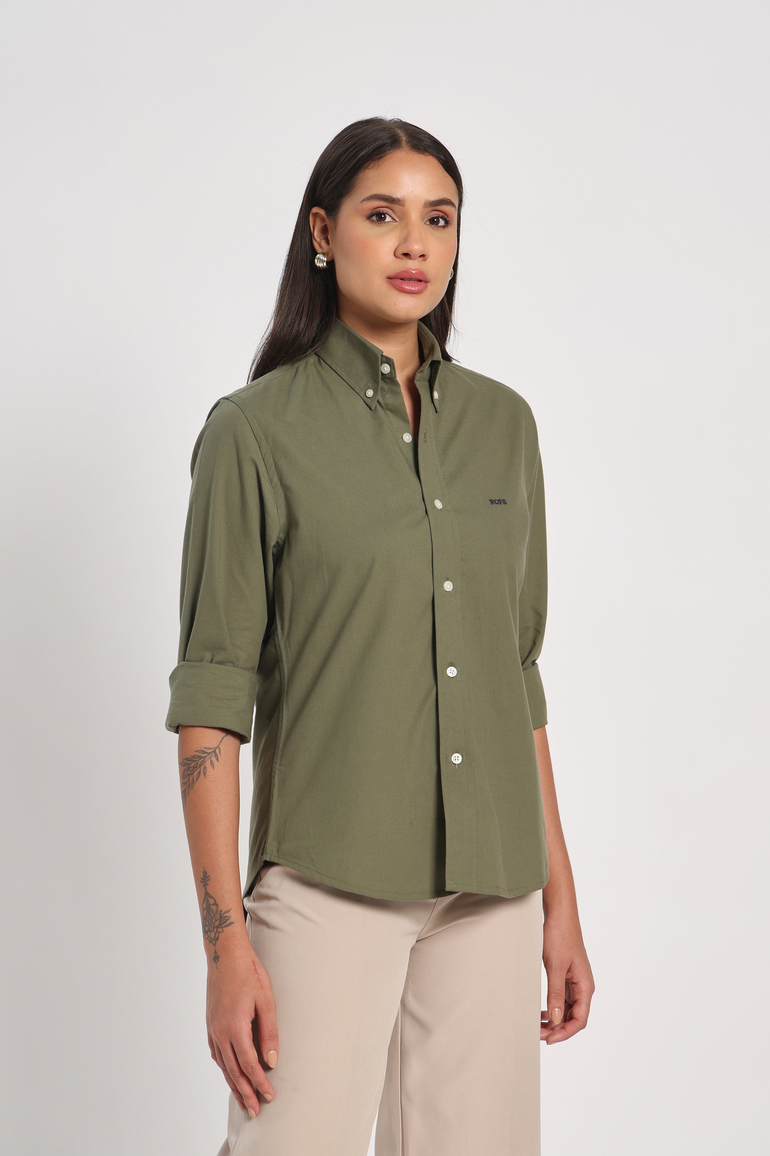 Dusty Green Twill Shirt Women