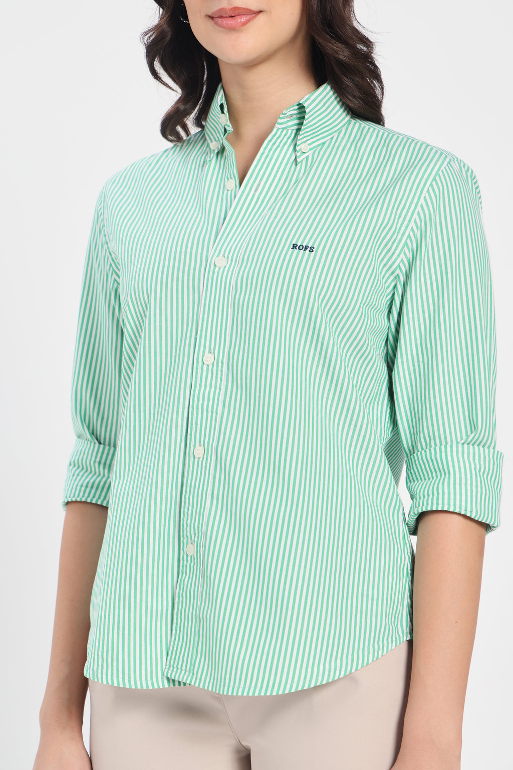 Emerald Green Stripe Cotton Shirt