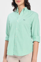 Emerald Green Stripe Cotton Shirt