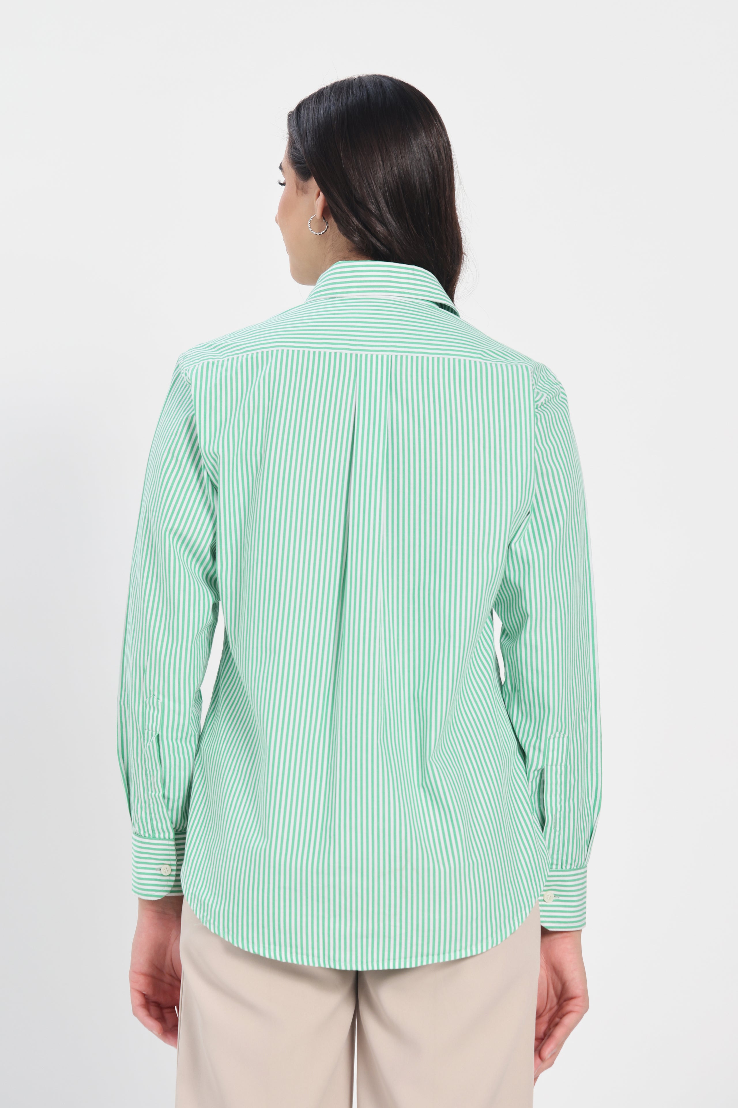 Emerald Green Stripe Cotton Shirt
