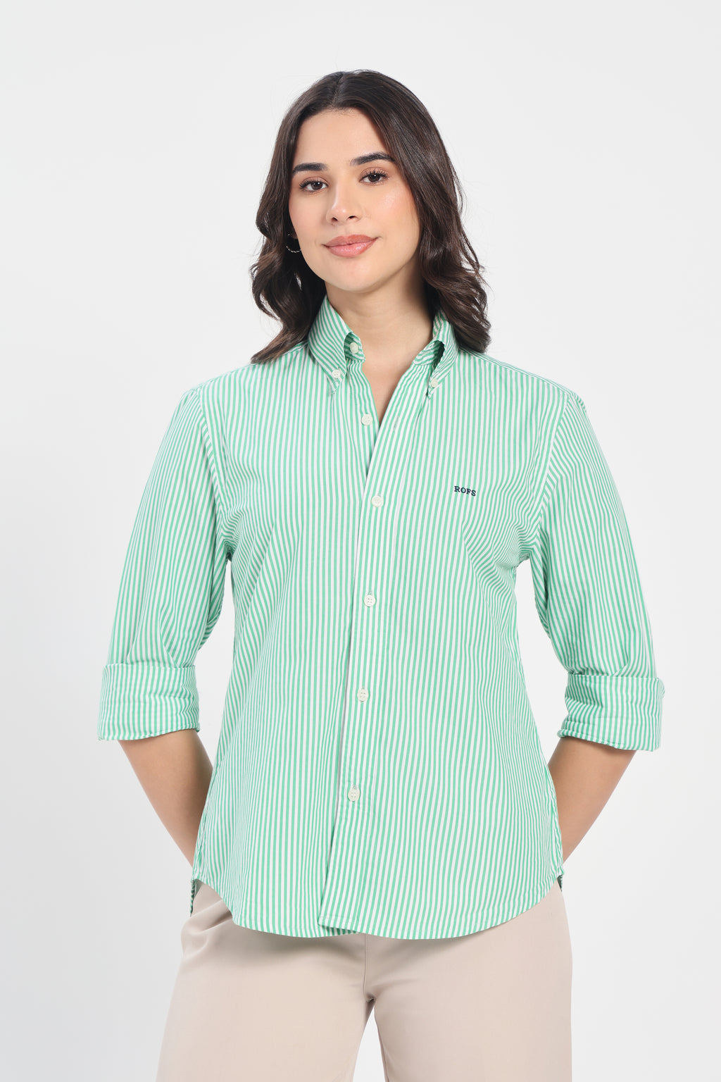 Emerald Green Stripe Cotton Shirt