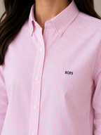 Pink Stripe Cotton Women Shirt