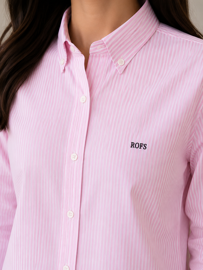 Pink Stripe Cotton Women Shirt