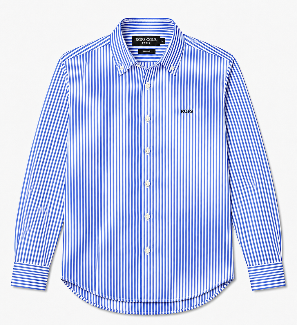 Pure cotton blue vertical striped men casual shirt