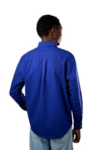 Royal blue oxford men shirt