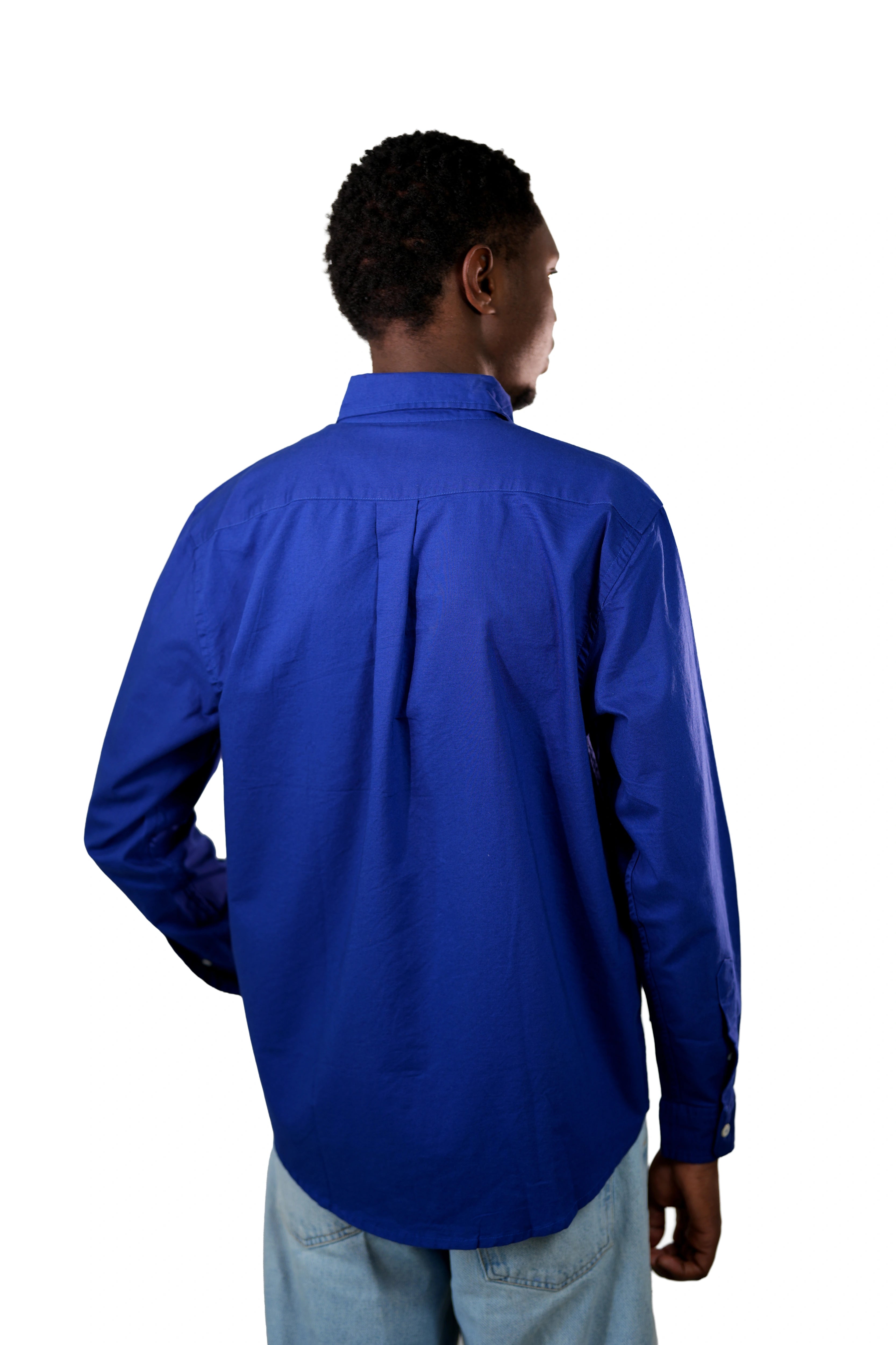 Royal blue oxford men shirt