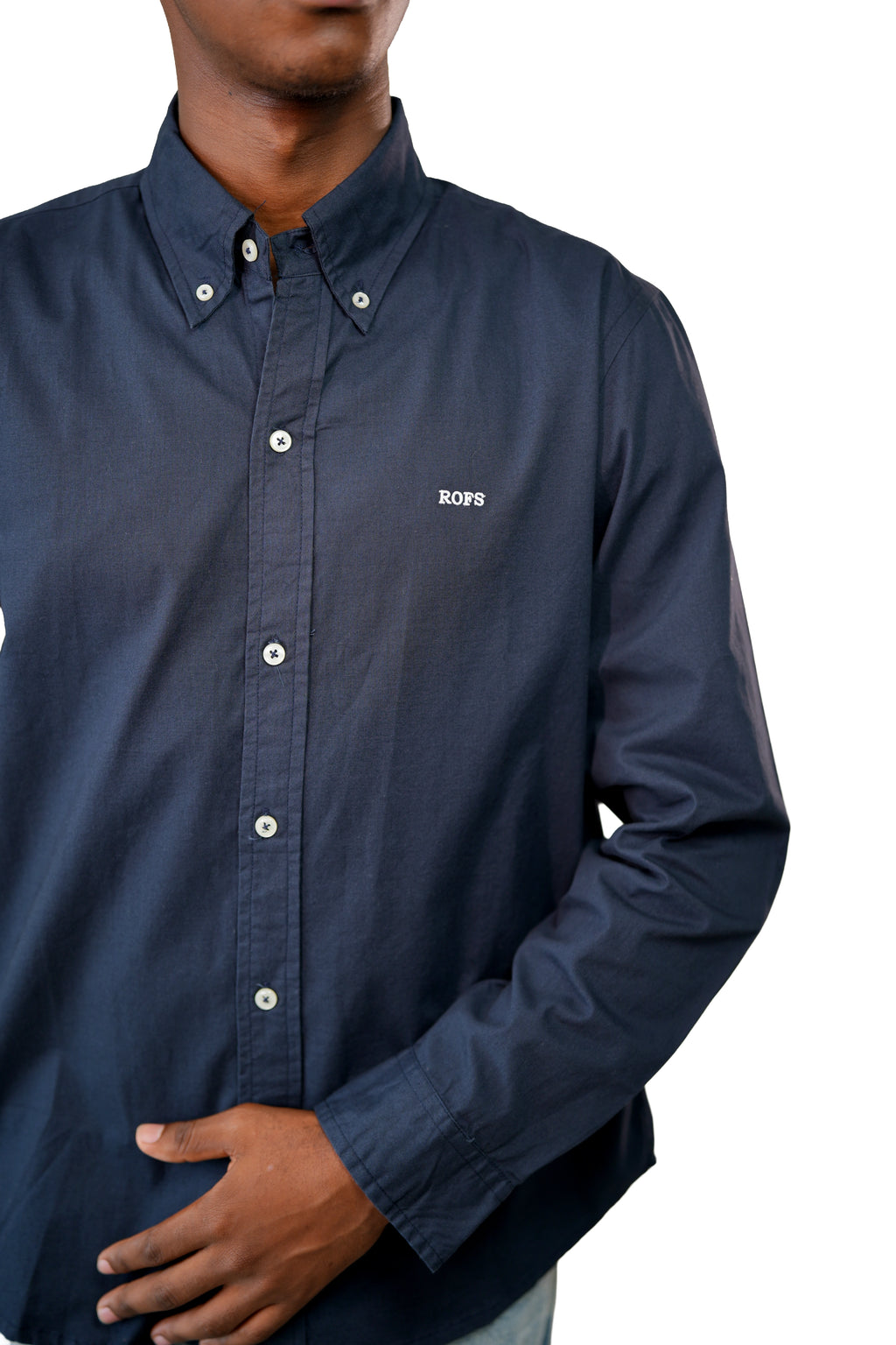 Dark blue oxford men shirt