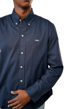 Dark blue oxford men shirt
