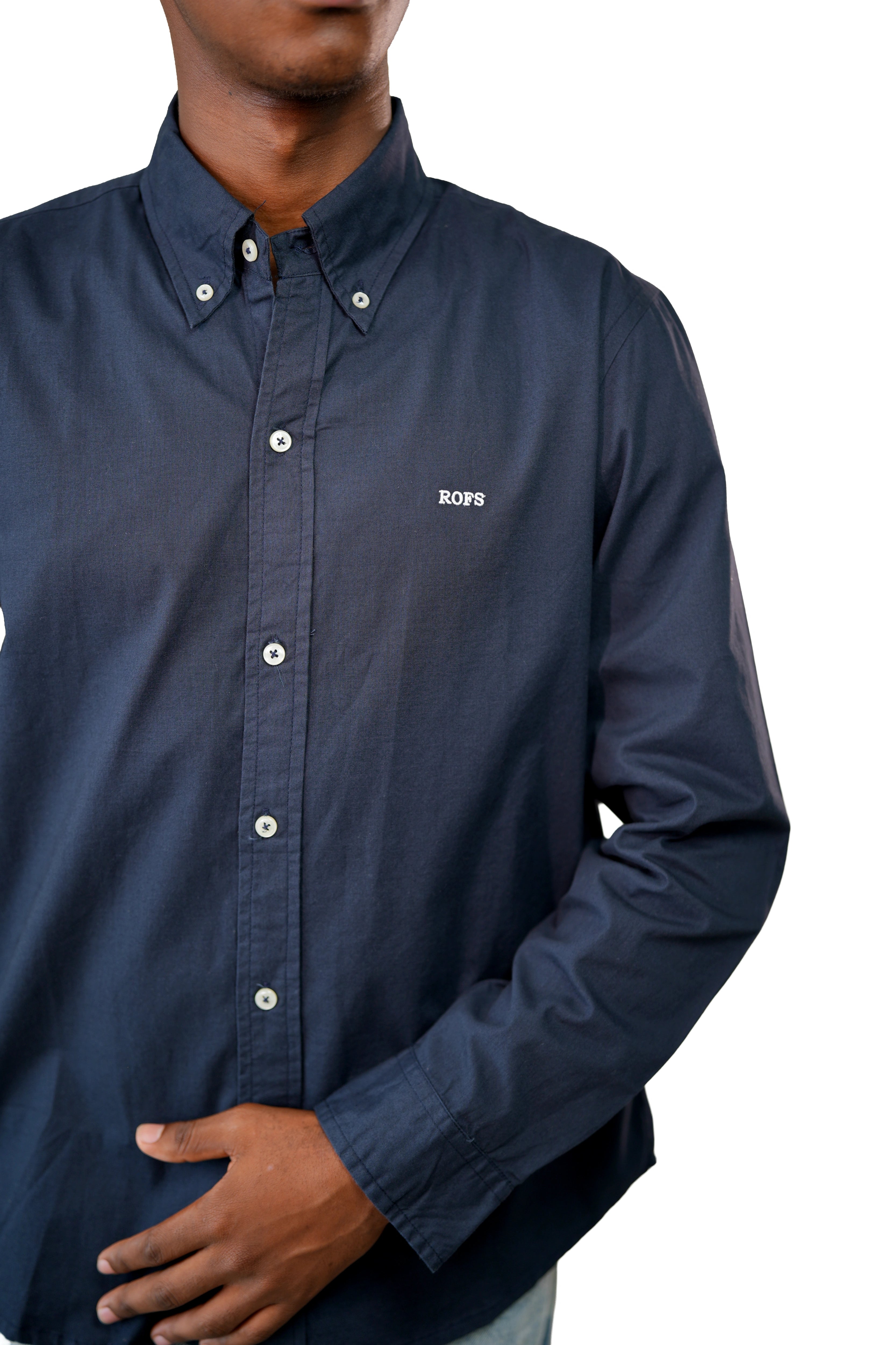 Dark blue oxford men shirt