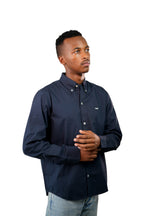 Dark blue oxford men shirt