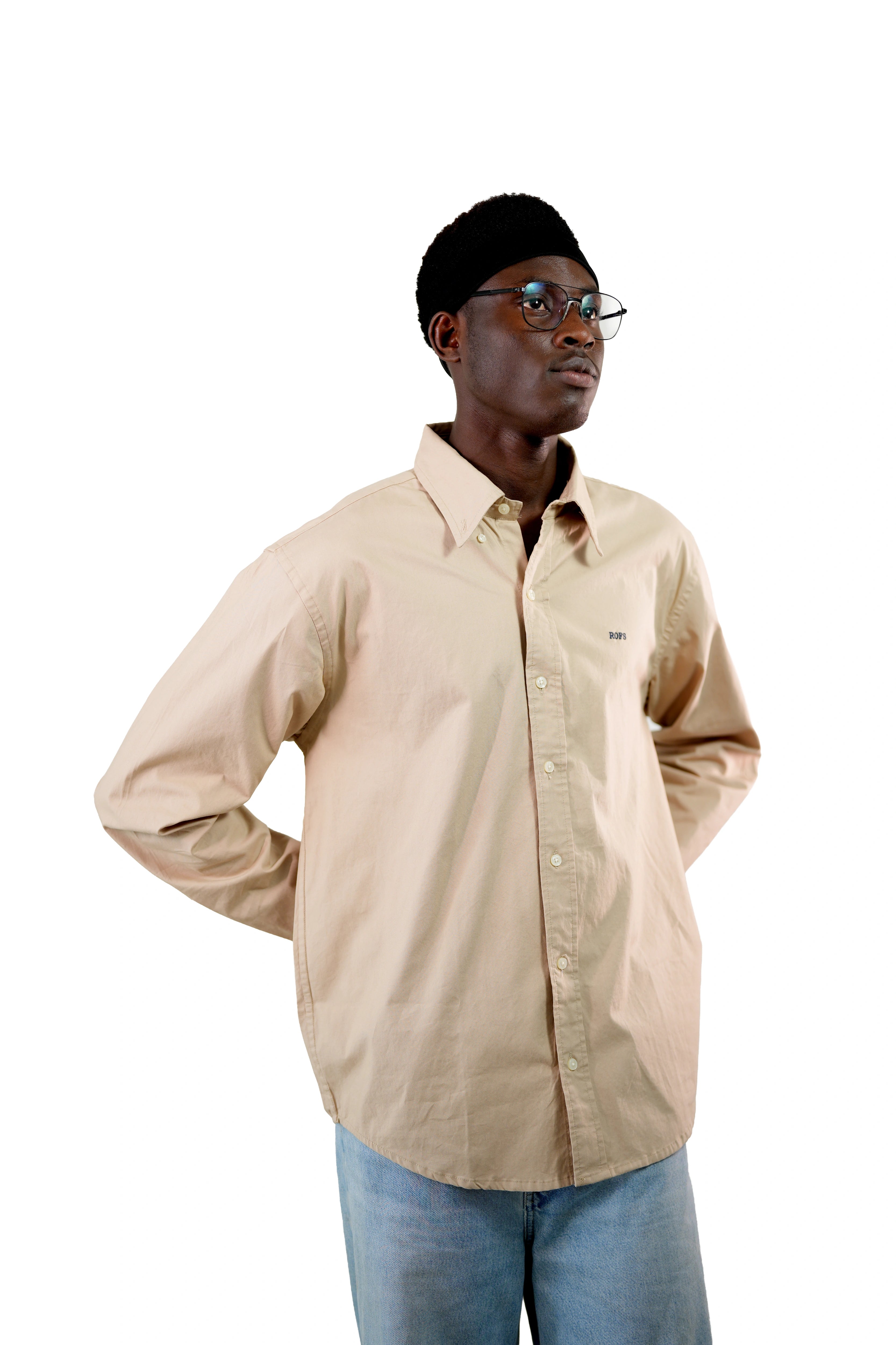 Light camel oxford men shirt
