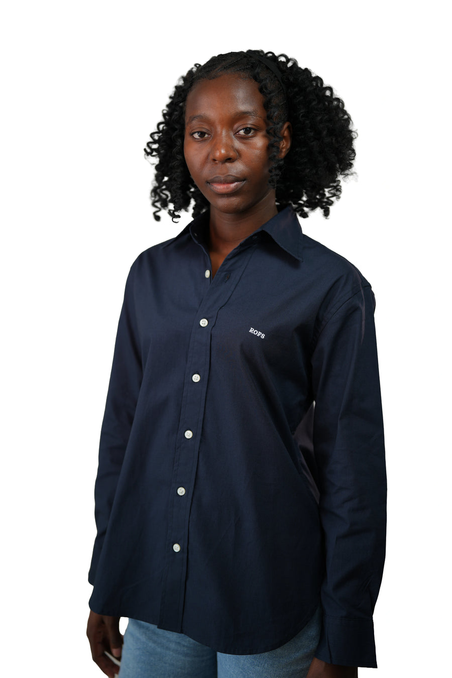 Navy Blue Oxford  Women Shirt