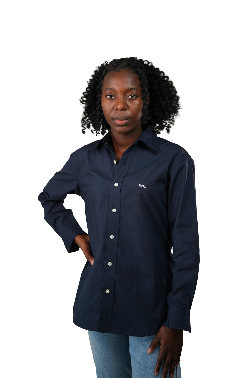 Navy Blue Oxford  Women Shirt