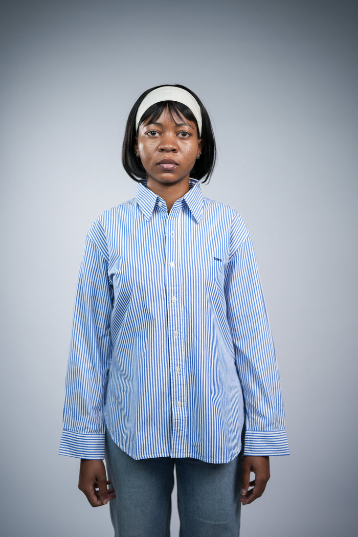Blue Stripe Cotton Women Shirt
