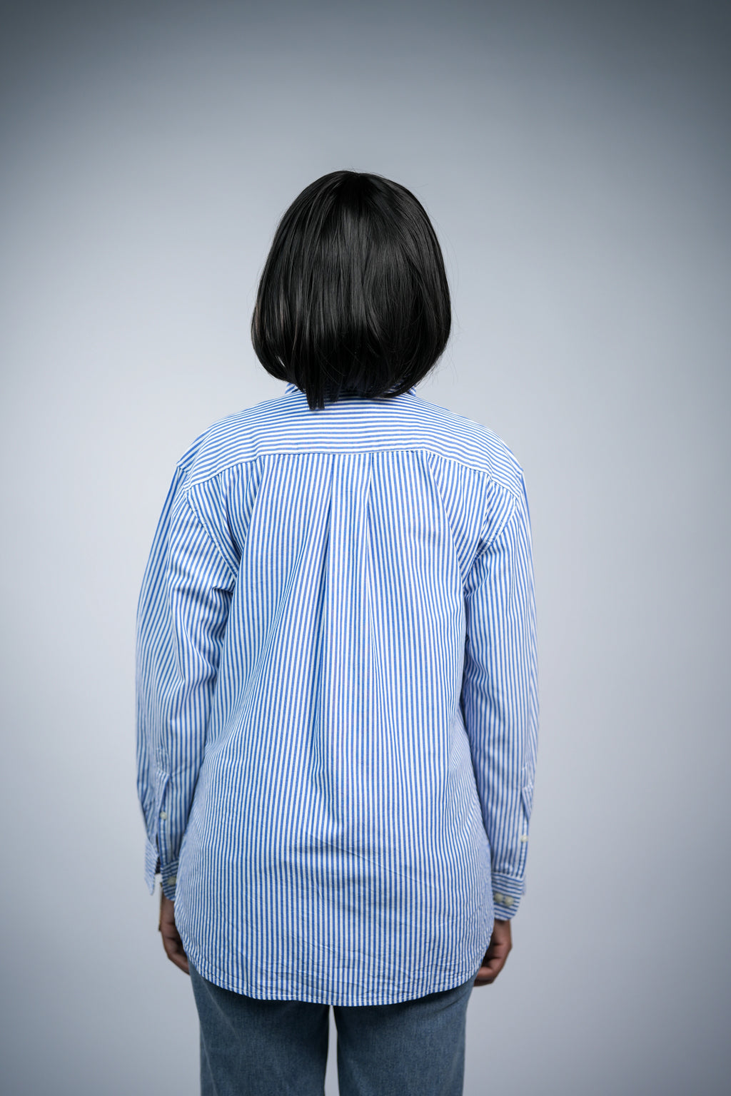 Blue Stripe Cotton Women Shirt