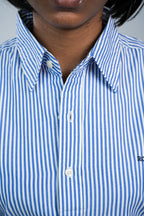 Blue Stripe Cotton Women Shirt