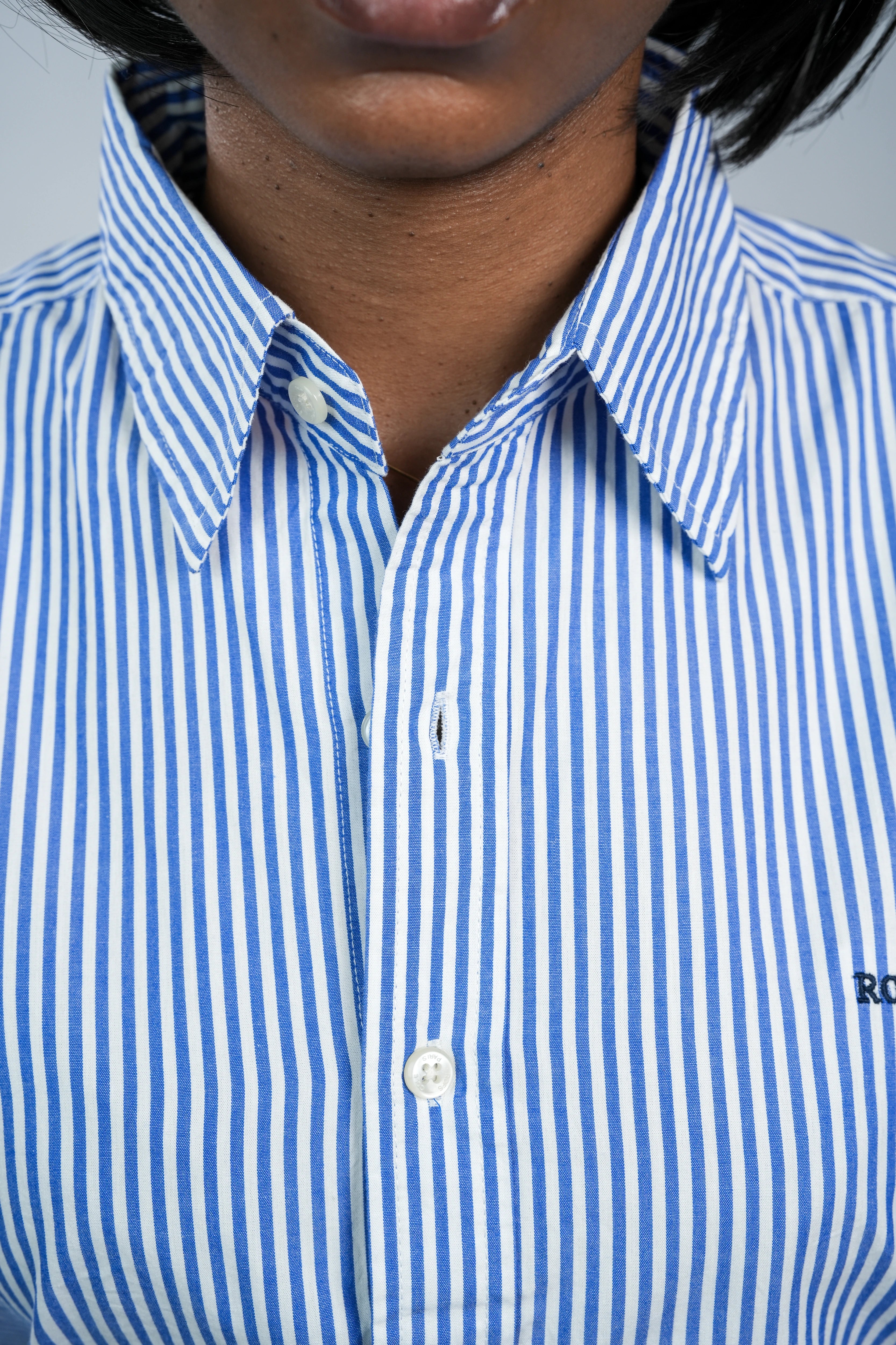 Blue Stripe Cotton Women Shirt