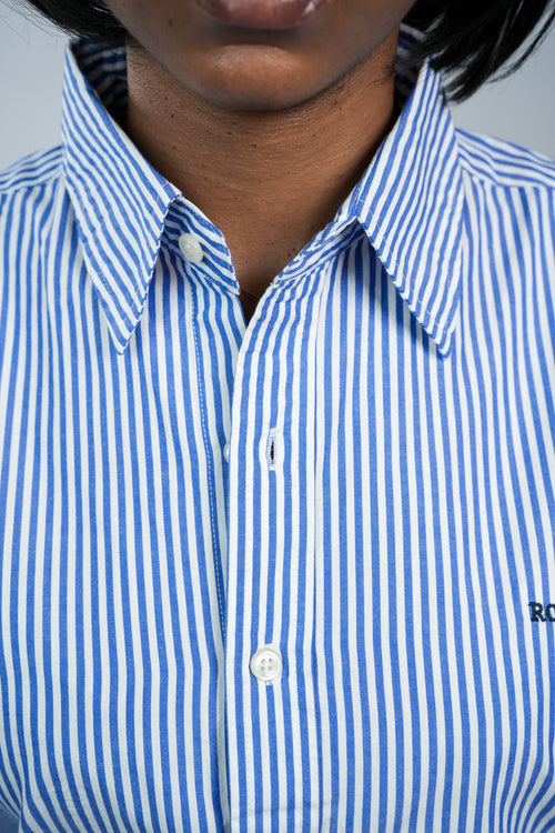 Blue Stripe Cotton Women Shirt
