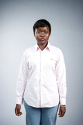 Pink stripe cotton women shirt