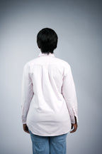 Pink stripe cotton women shirt