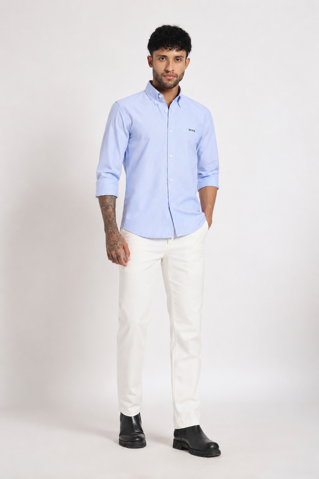 Sky Draper Blue Oxford Shirt Men