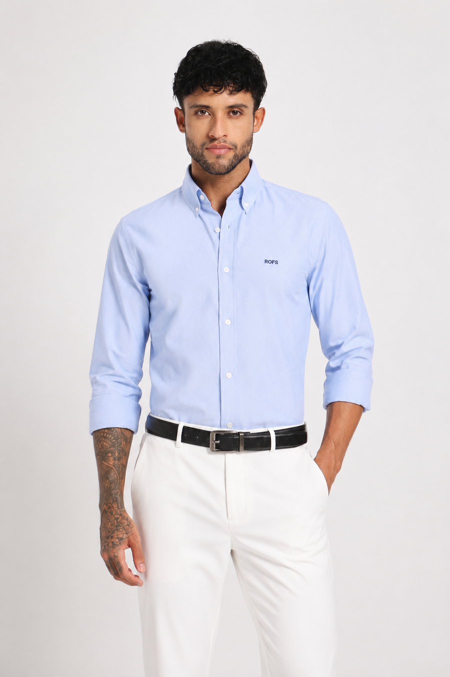 Sky Draper Blue Oxford Shirt Men